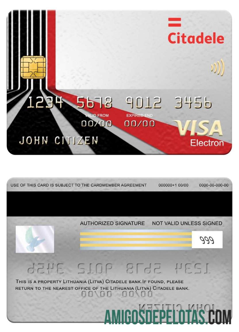 Lithuania (Litva) Citadele Bank Visa Electron Card example